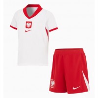 Camisa de Futebol Polónia Equipamento Principal Infantil Europeu 2024 Manga Curta (+ Calças curtas)